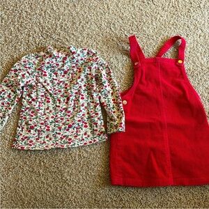 Isaac Mizrahi Red Corduroy Dress with Floral Top